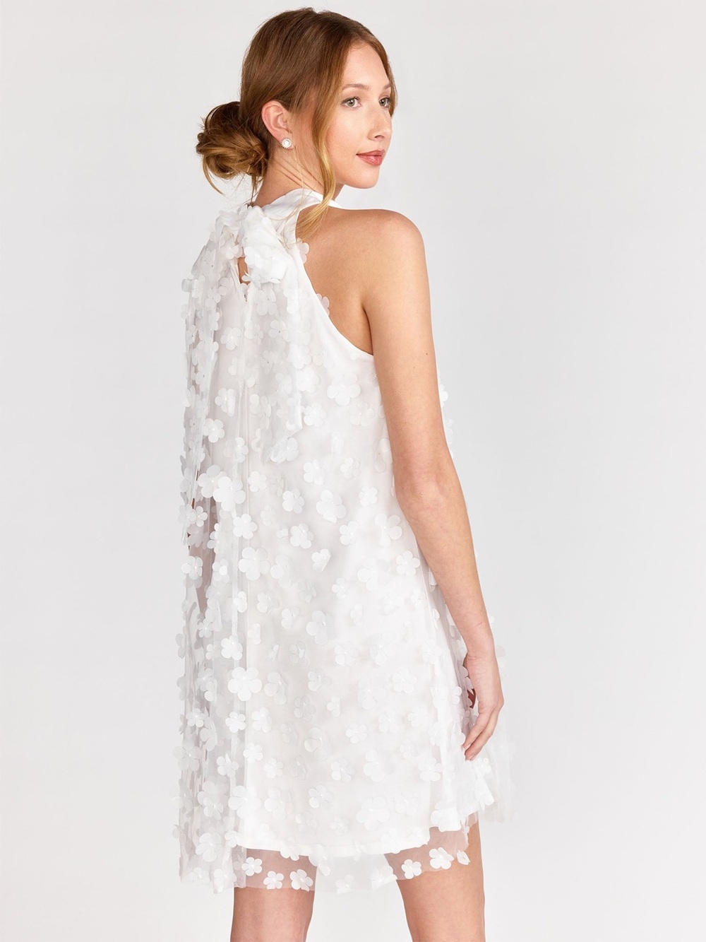 Floral Appliqué Cocktail Mini Dress